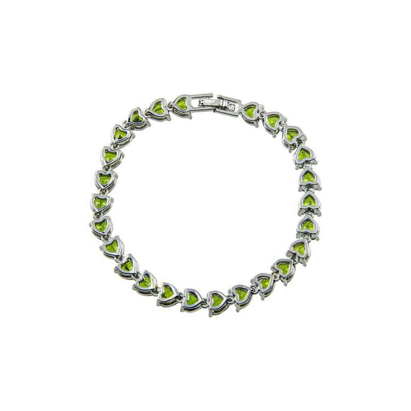 The Skyline Collection May Birthstone Simulated Emerald Heart Tennis Bracelet - Picture 3 of 5